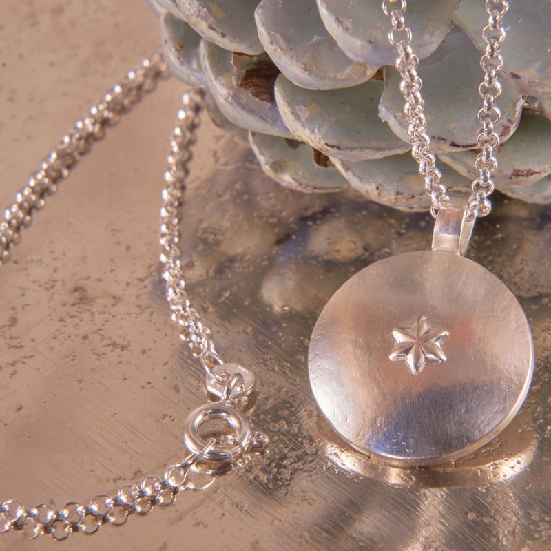 Amulett Kette Silber Linse